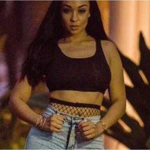 VIP Fishnet Waist Jeans in Acid wash